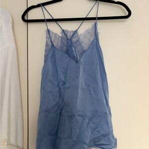 IRO Blue Lace Trim Tank Top